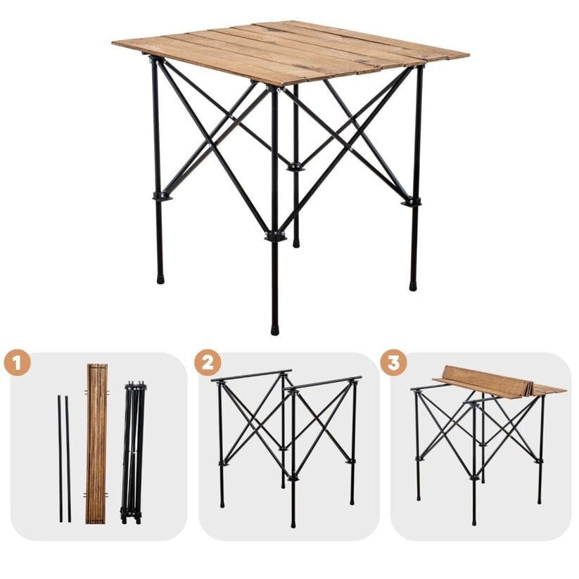 Katlanabilir Ahşap Kamp ve Piknik Masası - Akordion - (54023)