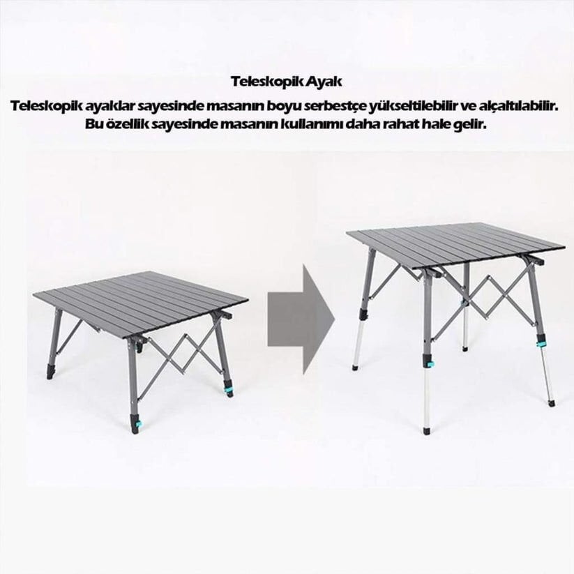 Madfox  Katlanabilir Alüminyum Kamp Masası - Akordion - Madfox Skylite - Siyah - 546249