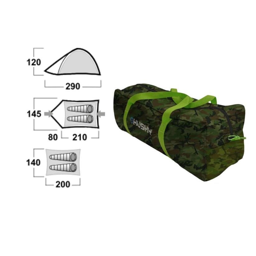 Husky  Bizam 2 Kişilik Çadır - Army Kamuflaj - Husky
